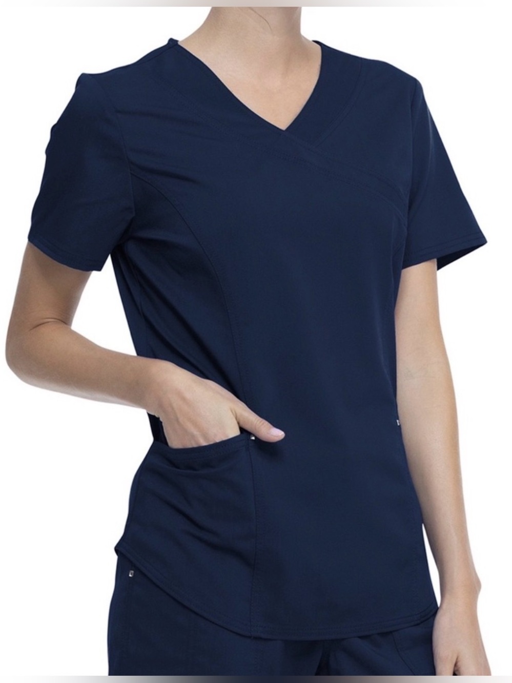 NWT Scrubstar Ultimate Premium Mock Wrap Scrub Top Indigo Size XS